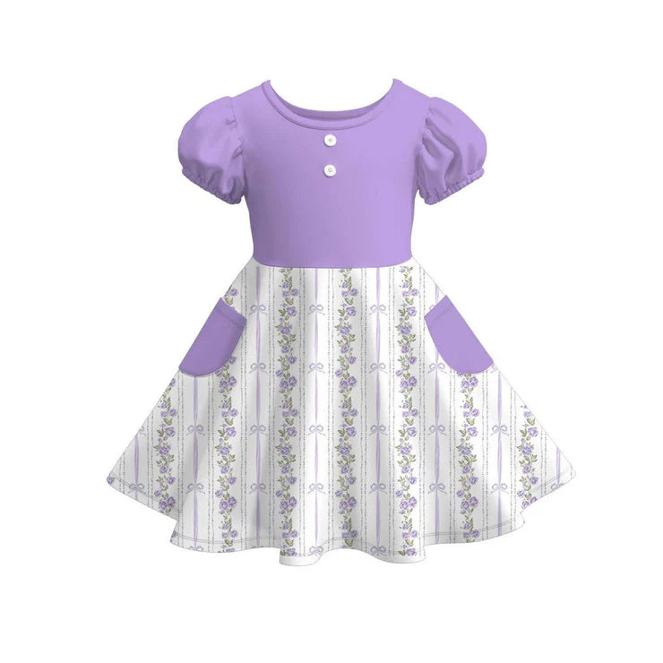 12.1 MOQ:5pcs GSD3264 pre-order toddler girl clothes purple girl summer dress