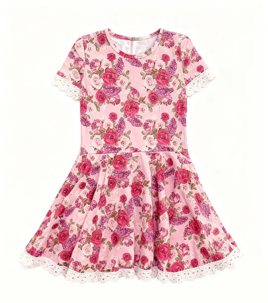 12.6 MOQ:5pcs GSD3283 pre-order toddler girl clothes rose girl summer dress