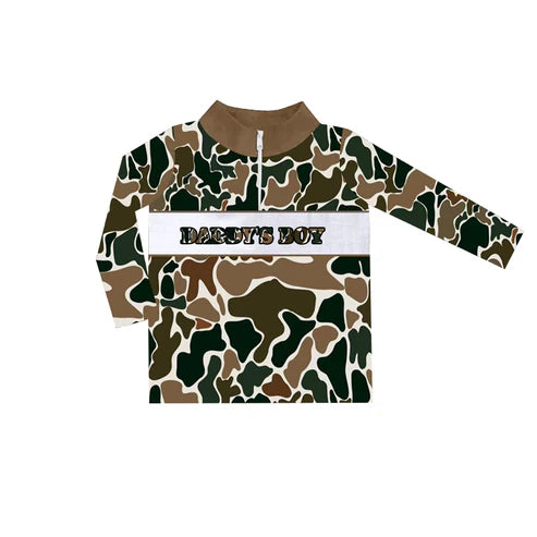 6.3 BT1000 Baby Boys Daddy's Boy Brown Camo Zip Tee Shirts Tops preorder