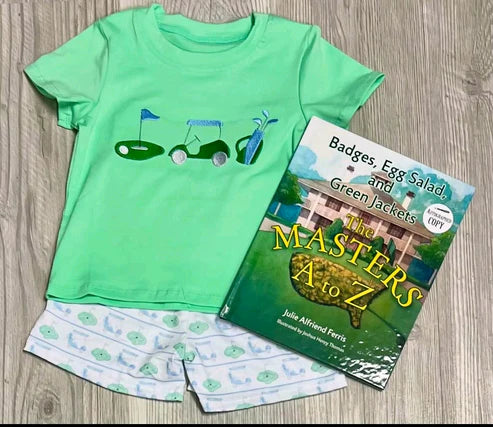 6.6 BSSO1540 Baby Boys Green Short Sleeves Golf Truck Top Short Set Preorder