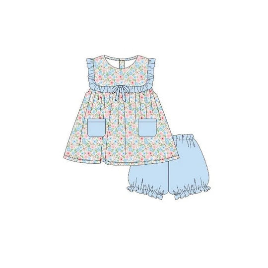 12.15 MOQ:5pcs GSSO3000 pre-order baby girl clothes floral print toddler girl summer outfit