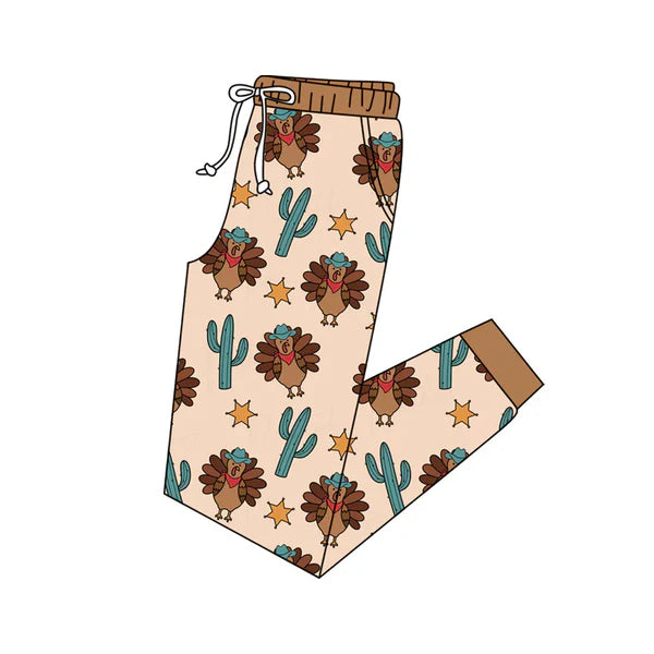 6.10 Custom Moq 3 Adult Women Thanksgiving Turkey Cactus Jogger Pants