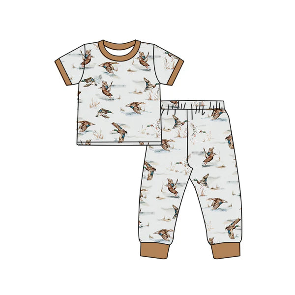 5.28 BSPO0493 Baby Boys Mallard Ducks Hunting Top Pants Pajamas Clothes Sets Preorder