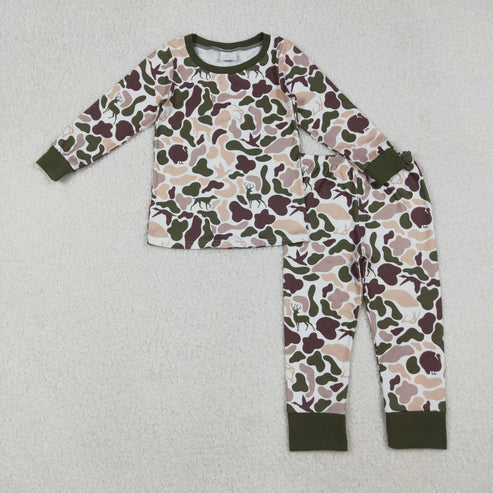 9.19 BLP1234 Baby Boys Deer Ducks Dogs Camo Top Pant Western Pajamas Set