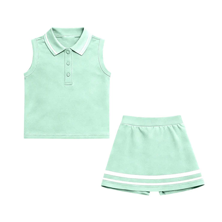 11.18 MOQ:5pcs GSD3106 pre-order toddler girl clothes green girl yoga summer skirt set