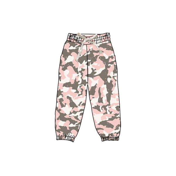 8.28 P0832 Baby Girls Pink Gray Camo Yoga Jogger Bottom Preorder
