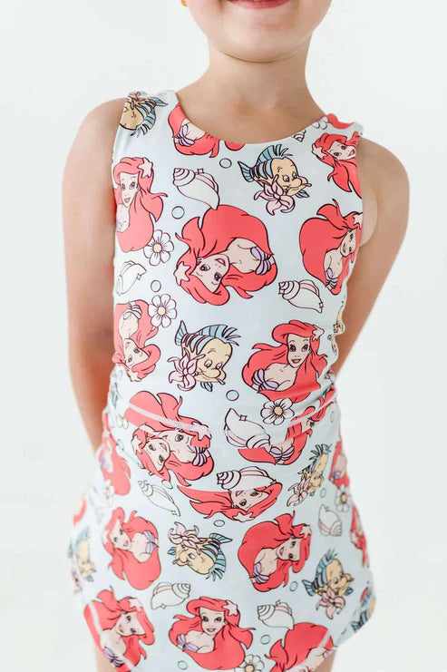 4.10 GSD2354 Baby Girls Sleeveless Cartoon Mermaid Fishes Top Skort Yoga Set Preorder