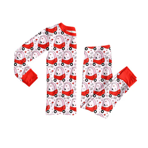 9.29 GLP2913 Baby Girls Hearts Golf Trucks Top Pants Valentine Pajamas Sets Preorder