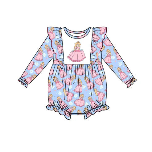 6.23 Custom Moq 3 Baby Girls Princess 1 Ruffle Long Sleeve Rompers