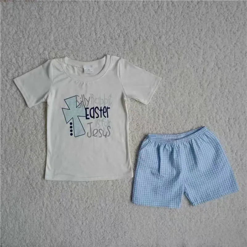 3.21 C4-3 TODDLER BOY CLOTHES CROSS EASTER OUTFIT SHORTS SET--PROMOTION 2025.3.15 $2.99