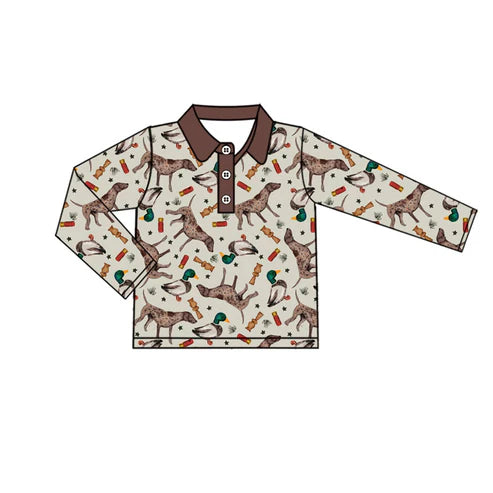 8.22 BT1331 Baby Boys Ducks Dogs Button Hunting Pullovers Top Preorder