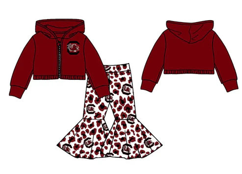 10.9 Custom Moq 5 Baby Girls Red Bulls C Zipper Hoodie Jacket Bell Bottom Pants Team Clothes Sets