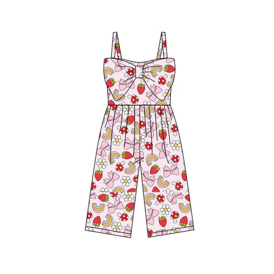 12.12 MOQ:5pcs SR3795 pre-order baby girl clothes strawberry print girl summer jumpsuit