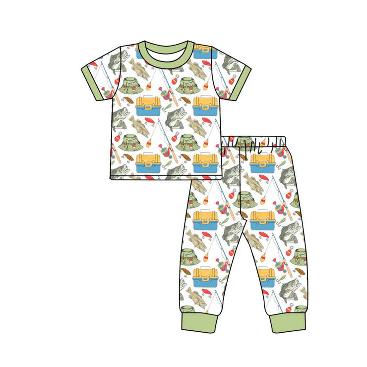 11.29 MOQ:5pcs BSPO0647 pre-order toddler boy clothes fishing boy pajamas outfit