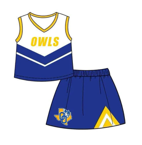 8.9 Custom Moq 5 Baby Girls Owls Top Skorts Team Set