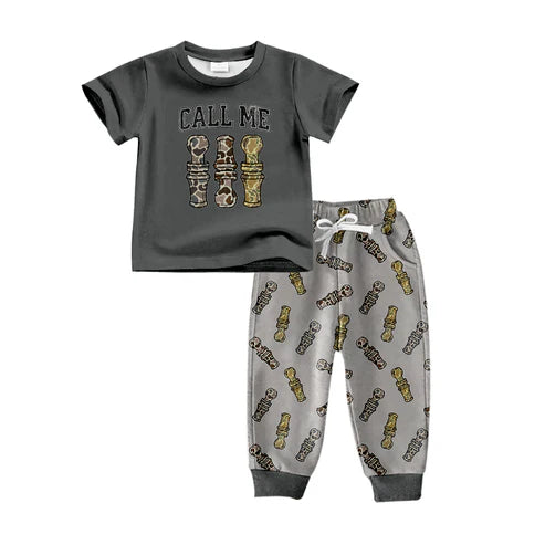 5.24 BSPO0487 Baby Boys Grey Duck Call Me Top Pants Clothes Sets Preorder
