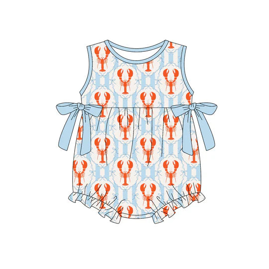 12.22 MOQ:5pcs SR3829 pre-order baby girl clothes crayfish print toddler girl summer bubble