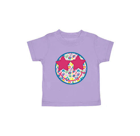 4.21 GT1017 Baby Girls Lavender Short Sleeves Colorful Leopard Smile Tee Shirts Top Preorder