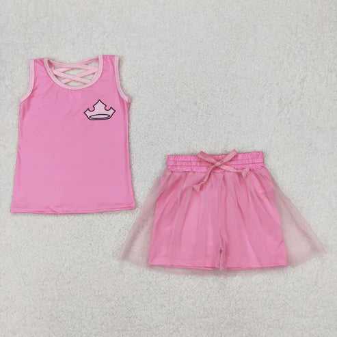 3.29 GSD2066 Baby Girls Pink Craw Shirt Skirt Clothes Set