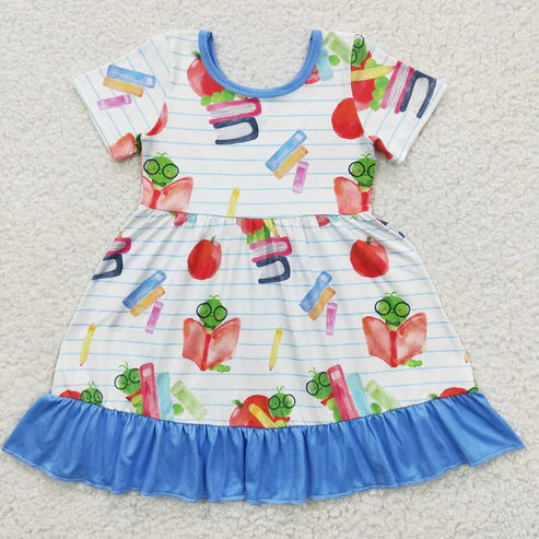 L-3.8 Sibling Baby Girls Back To School Knee Length Dresses