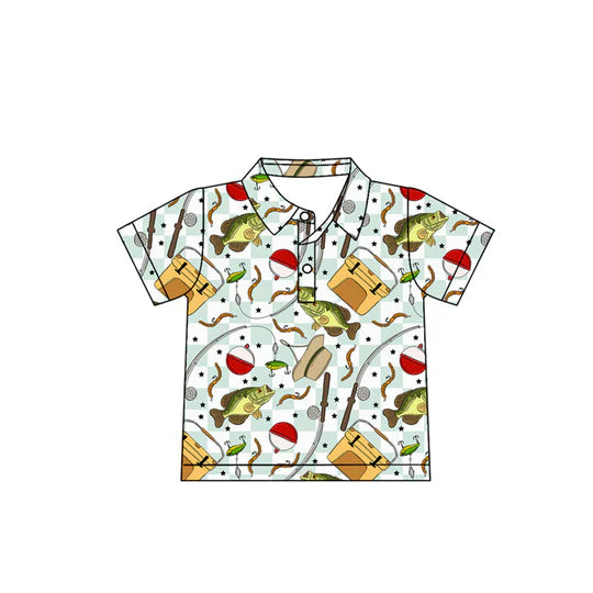 12.20 MOQ:5pcs BT1662 pre-order toddler boy clothes fishing print boy summer top shirt