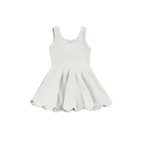4.12 GSD2370 Baby Girls White Sleeveless Yoga Active Knee Length Dresses Preorder