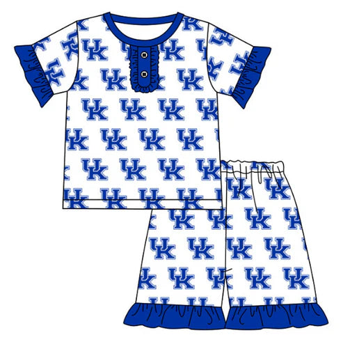 5.13 Girls team custom blue short-sleeved shorts set