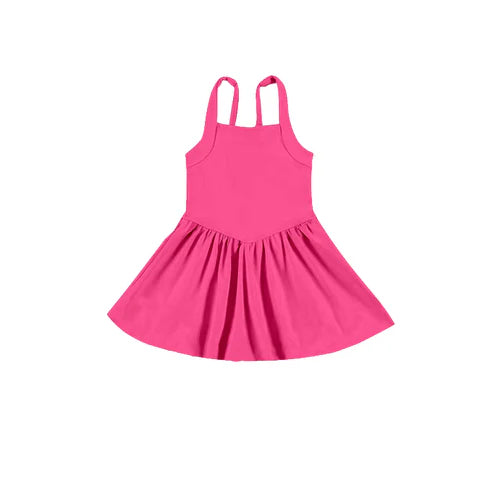 5.10 GSD2560 Baby Girls Hot Pink Strap Activity Wear Yoga Knee Length Dresses Preorder