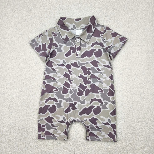 6.26 5 Colors Sibling Baby Infant Boys Short Sleeves Camouflage Button Rompers