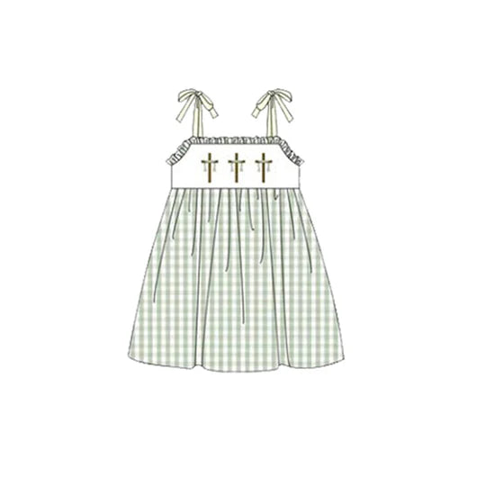 11.26 MOQ:5pcs GSD3224 pre-order toddler girl clothes cross girl easter summer dress