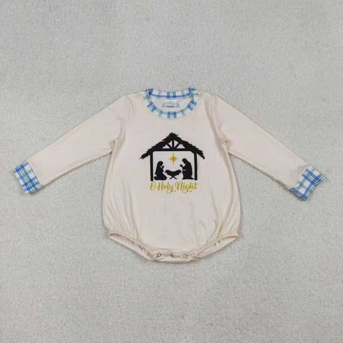 10.31 Sibling Baby Boys Nativity Long Sleeve Top Checked Pants Christmas Clothes Sets Rompers