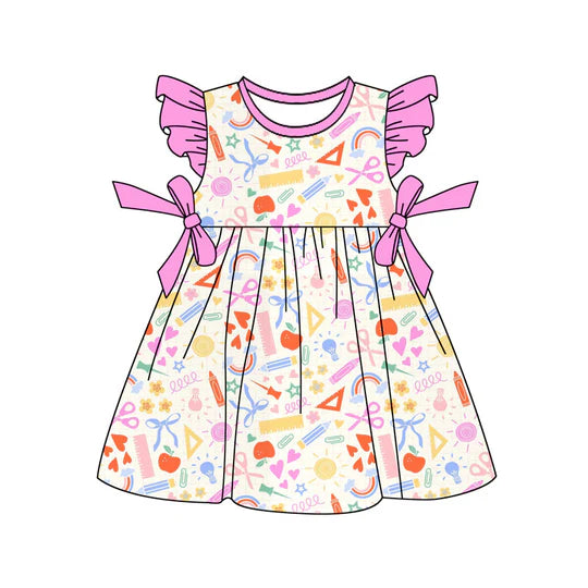 12.26 MOQ:5pcs GSD3487 pre-order toddler girl clothes apple print girl back to school summer dress