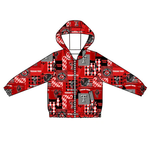9.8 Custom Moq 5 Baby Boys Texas Tech Footballs Red Grey Team Hooded Tops