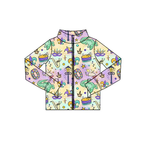 10.27 GT1355 Baby Girls Mardigras Anchors Crocodiles Yoga Zipper Jackets Top Preorder
