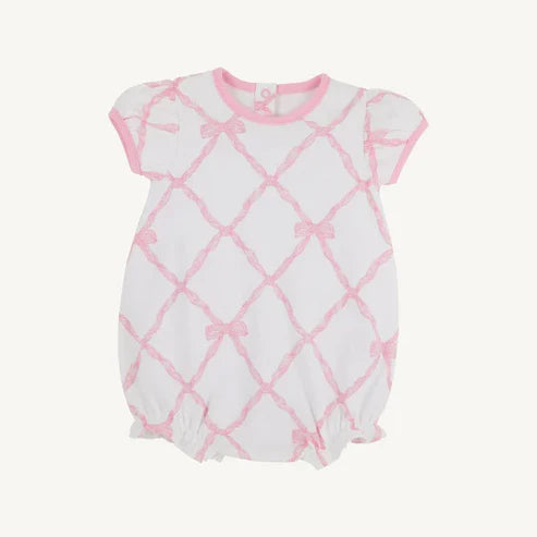 4.30  Custom Baby Girls Short Ruffle Sleeves Bows Plaid Ruffle Rompers(Moq 3)