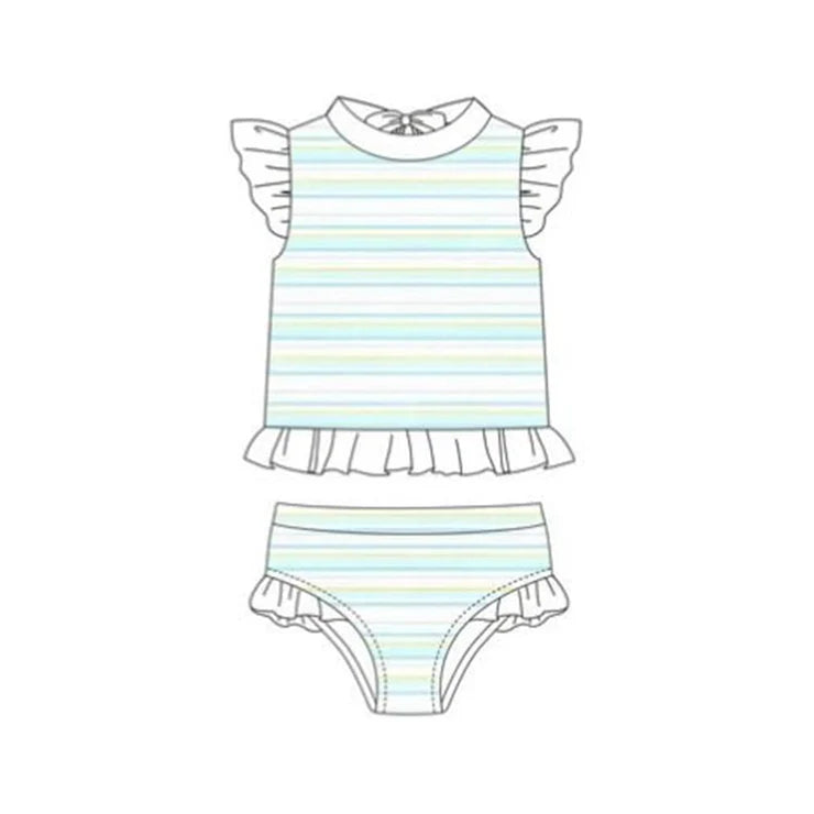 12.5 MOQ:5pcs S0652 pre-order baby girl clothes blue girl summer swimsuit beach wear