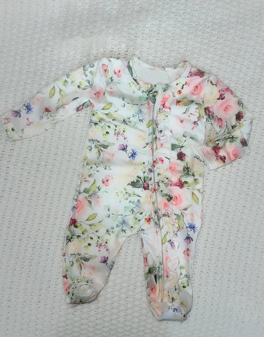 12.15 MOQ:5pcs LR2975 pre-order baby girl clothes floral print toddler girl winter romper