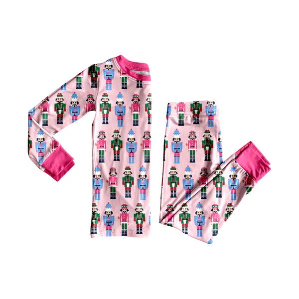 8.27 GLP2747 Baby Girls Colorful Soldiers Plaid Top Pant Pajamas Set Preorder