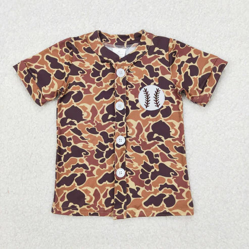 3.30 BT1102 Baby Boys Brown Camo Baseball Short Sleeve Tee Shirts Tops