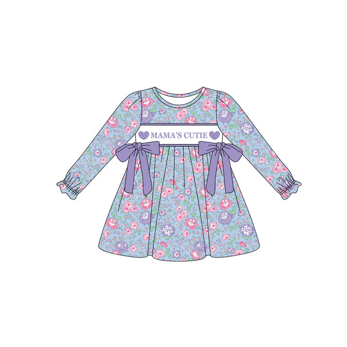 9.27 GLD1341 Baby Girls Mamas Cutie Flowers Bows Knee Length Dresses Preorder