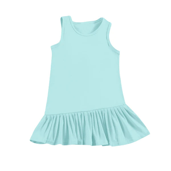 3.27 GSD2248 Baby Girls Blue Sleeveless Yoga Ruffle Knee Length Dresses Preorder