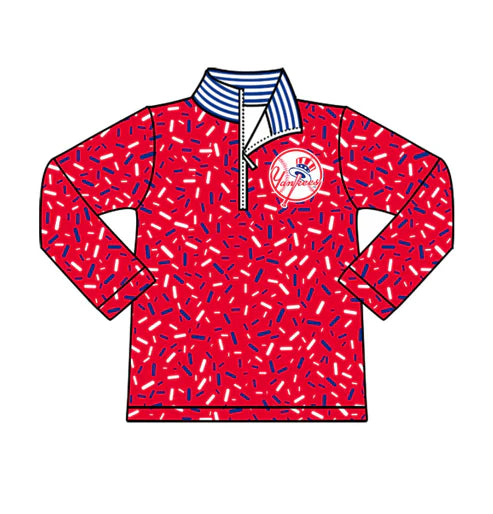 10.17 Custom Moq 8 Baby Boys Red Sprinkles Zipper Team Pullovers Top