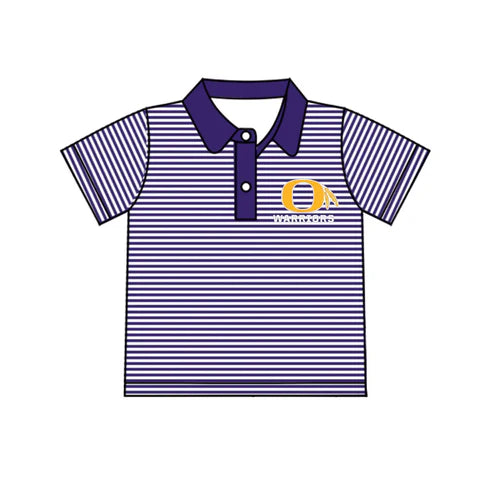 7.4 Custom Moq 3 Baby Boys Purple Stripes Short Sleeve Pullovers Tee Shirts Tops