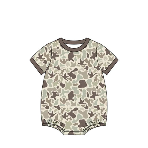 6.7 SR3141 Baby Boys Short Sleeves Khaki Ducks Camo Rompers Preorder