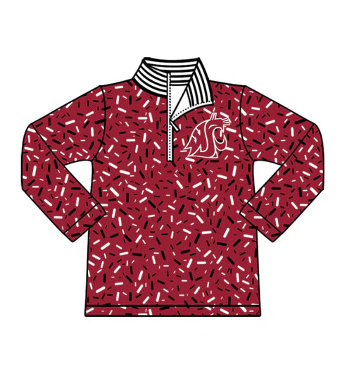 10.17  Custom Moq 8 Baby Boys Red Sprinkles Zipper WF Team Pullovers Top
