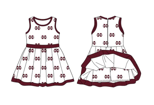 10.13 Custom Moq 8 Baby Girls Dark Red Sleeveless Shorts M Team Knee Length Dress