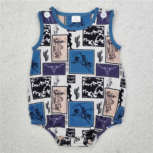 Sibling Baby Boys Western Cowboys Rompers Outfits