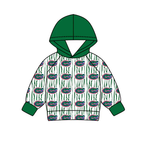 11.5 Custom Moq 8 Baby Boys Green Crocodiles Stripe Team Hoodies Top