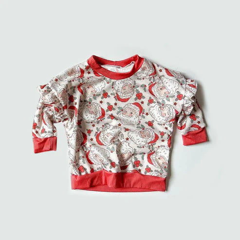 5.30 GT0797 Baby Girls Christmas Santa Holly Long Sleeve Tee Shirts Tops Preorder