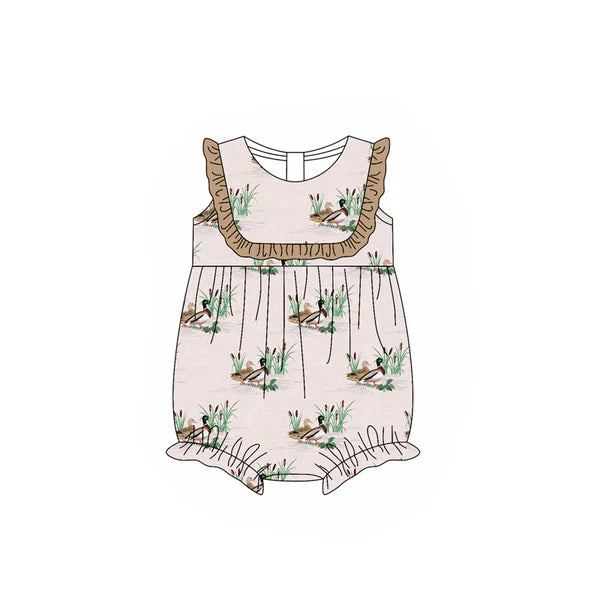 L-3.4 SR2734 Baby Infant Girls Mallard Ducks Sleeveless Rompers preorder